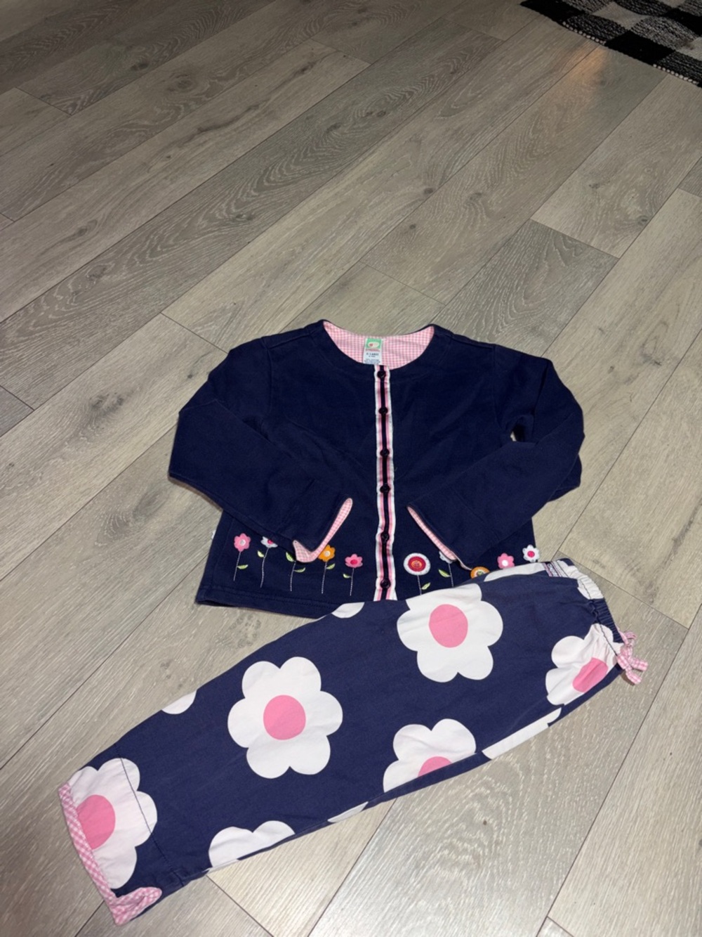 Gymboree Navy and Pink Floral Set
